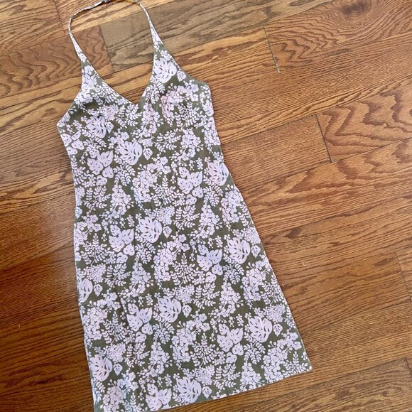 J Crew Floral Print Halter Mini Dress Size 6 Lined Pink and Brown - Picture 4 of 10